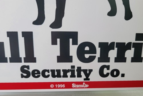 Caution Area Patrolled by Bull Terrier Security Co. Chuck Brown Sign New - Picture 2 of 3