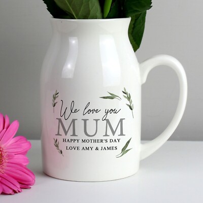 Personalisierte Botanische Blumenkanne Vase Muttertag Geschenk für Mama Oma