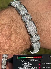 Men's Custom Link Bracelet Real 925 Silver Iced MOISSANITE Pass Passes Tester