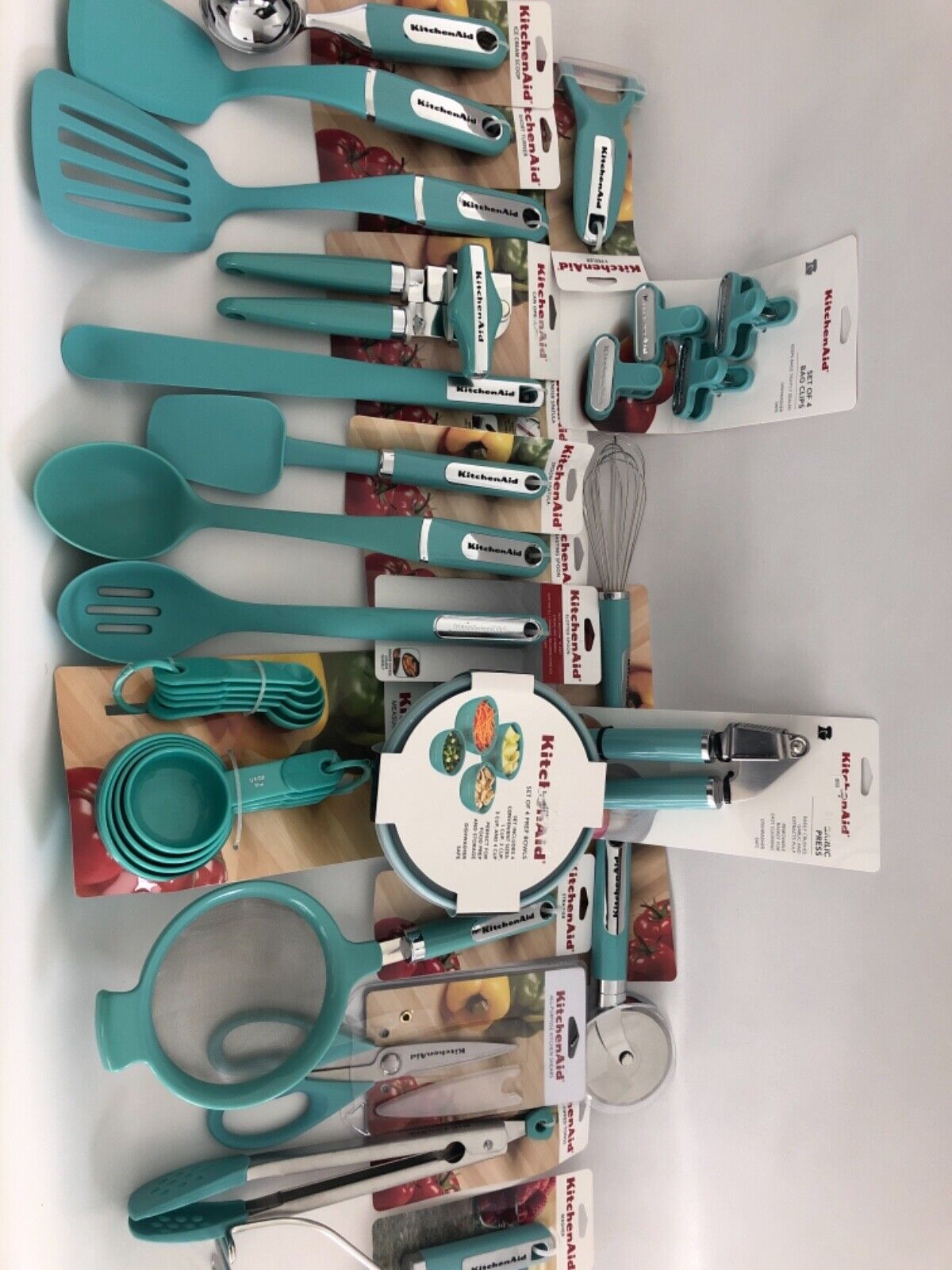 Kitchen Aid aqua utensils.  Blue kitchen designs, Red kitchen