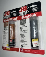 J-B Weld Steel Stik 8267 Kwik Wood 8257 Strength 2450-4000 PSI USA Made Set of 2