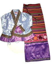 Set of PURPLE Traditional Northern Thai  Blouse & Wrap around Skirt XL- 38"