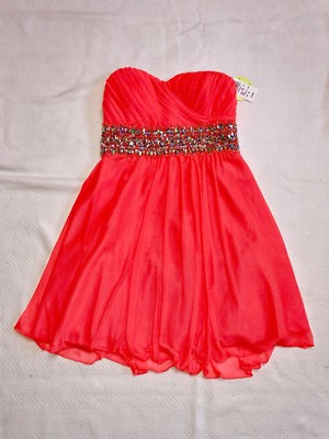 green emerald velvet dress Bright Neon Coral Long Jersey Prom Dress by La Femme Neon Coral / 00 main image 0