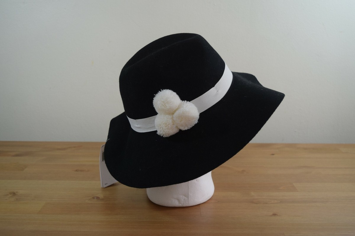 August Hats It Girl 3 Pom Large Wool Fedora Black ONE SIZE  display picture 3