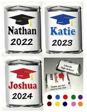 30 GRADUATION CANDY WRAPPERS PARTY FAVORS PERSONALIZED ~ MANY COLORS