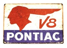 Pontiac Cars Tin Sign Metal Vintage Rustic Style  Garage Auto Indian Chief XZ