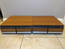 2 x Vintage VHS Storage Holder Wood Grain 2 Drawer Cabinet Storage Case 24 Tapes