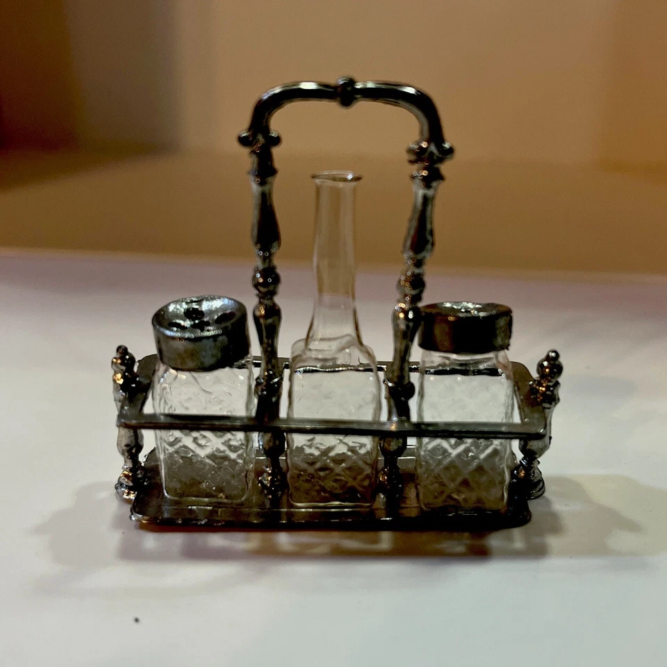 Антикварный металлический держатель для бутылок Gerlach с оригинальными бутылками и крышками - Изображение 2 из 4