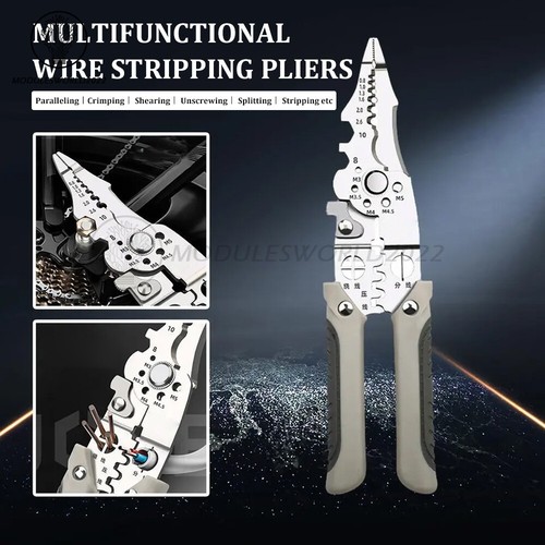 Wire Stripper Pliers Multifunctional Electric Cable Stripper Crimper Cutter Tool - Picture 2 of 14