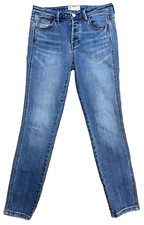 Free People Jeans Women Size 27 Medium Blue Skinny Slim Button Fly Stretch Denim