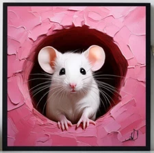 ORIGINAL Oil PAINTING on Canvas Mouse Textured Art 8x8 in  Impasto Custom Order