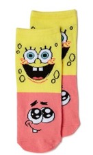Nickelodeon SpongeBob Squarepants 1 Pair No Show Socks Shoe Size 4-10 NWT