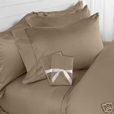 King Size Taupe Solid 4 Piece Sheet Set 1000 Thread Count 100 Egyptian Cotton