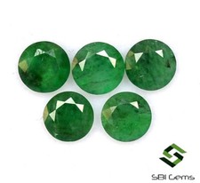 2.47 Cts Natürlicher Smaragd Rund Schliff 5 MM Menge 05 Stück Unbehandelt Lose