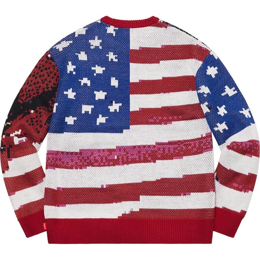 NWT Men's Supreme Digital Flag Red Sweater 2021 SS Size NWT Men's Supreme Digital Flag Red Sweater 2021 SS Size