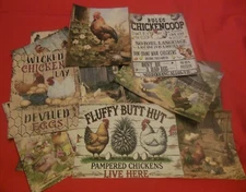Set of 16 LARGE Chicken and chicken signs and chicken theme images