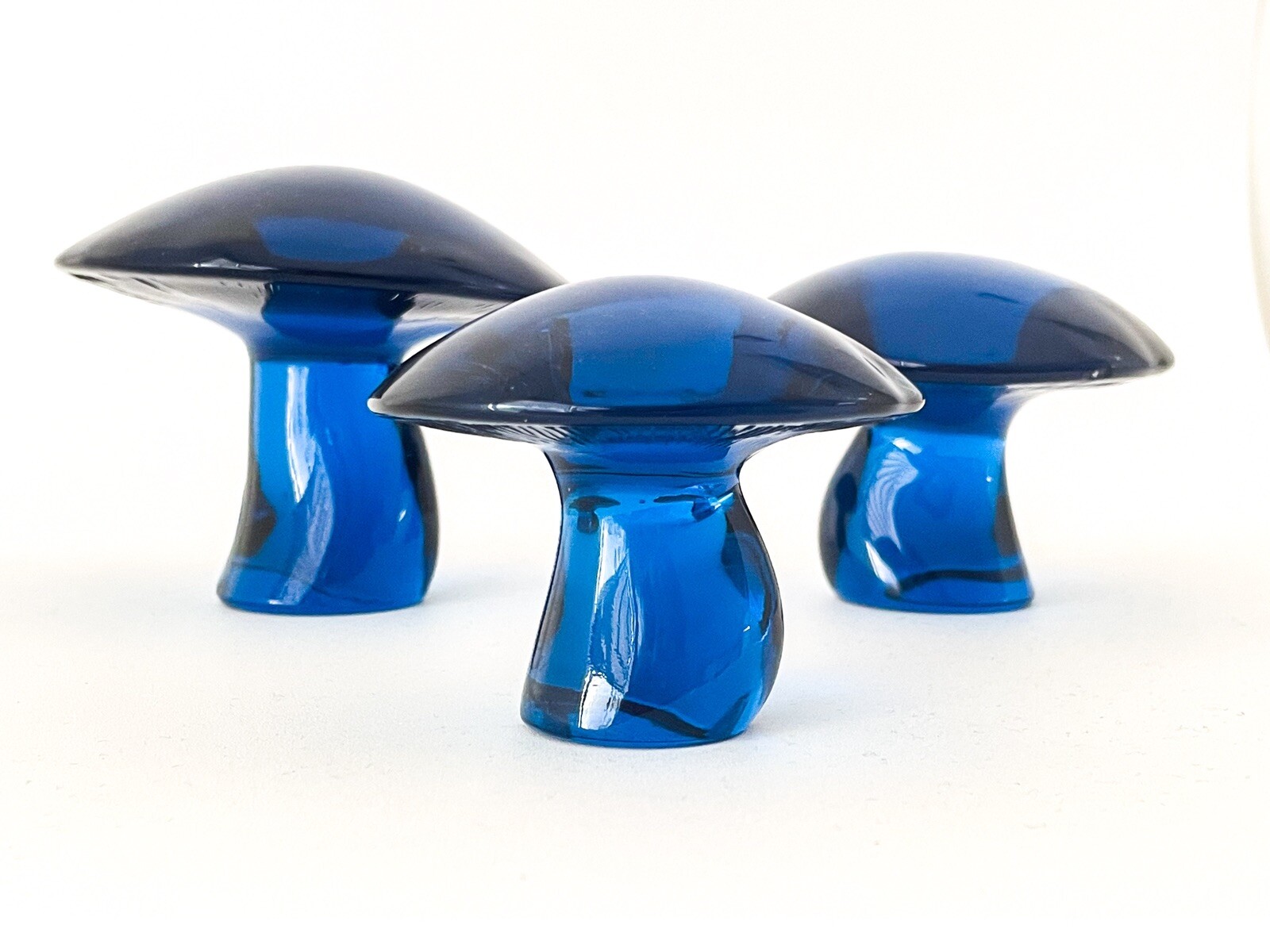 MCM SET Viking Glass Blunique/Blue Mushrooms Small Medium Large AS IS