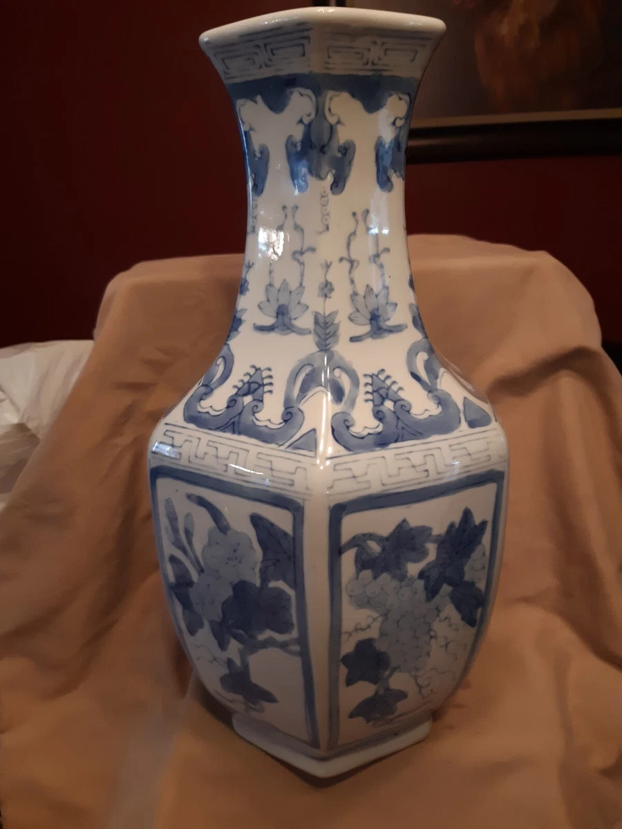 Vintage Porcelain Large Hexagon Asian Flower Vase | eBay