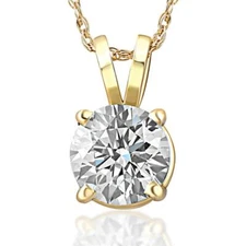 .75ct Round Natural Diamond Solitaire Pendant Necklace 14k White or Yellow Gold
