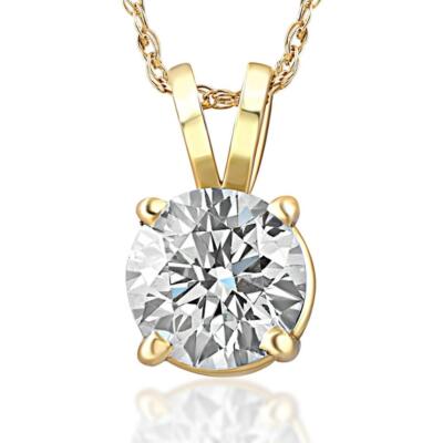 .75ct Round Natural Diamond Solitaire Pendant Necklace 14k White or Yellow Gold