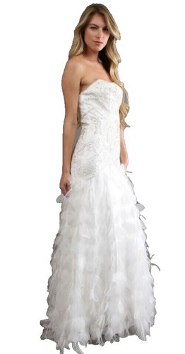 sue wong beaded strapless dress Sue Wong Grey Silk Beaded Dress main image 1