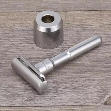 variant Adjustable Double Edge Safety Razor with Stand & 5 Blades Brushed Chrome
