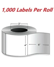 1~2~4~8 Rolls 4" x 6" Zebra Direct Thermal Shipping Label 1000 Labels - 3" CORE