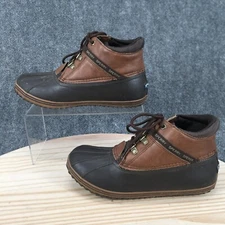 Sperry Waterproof Boots Youth 5 Bowline Storm Brown Ankle Top Lace Up Quilted