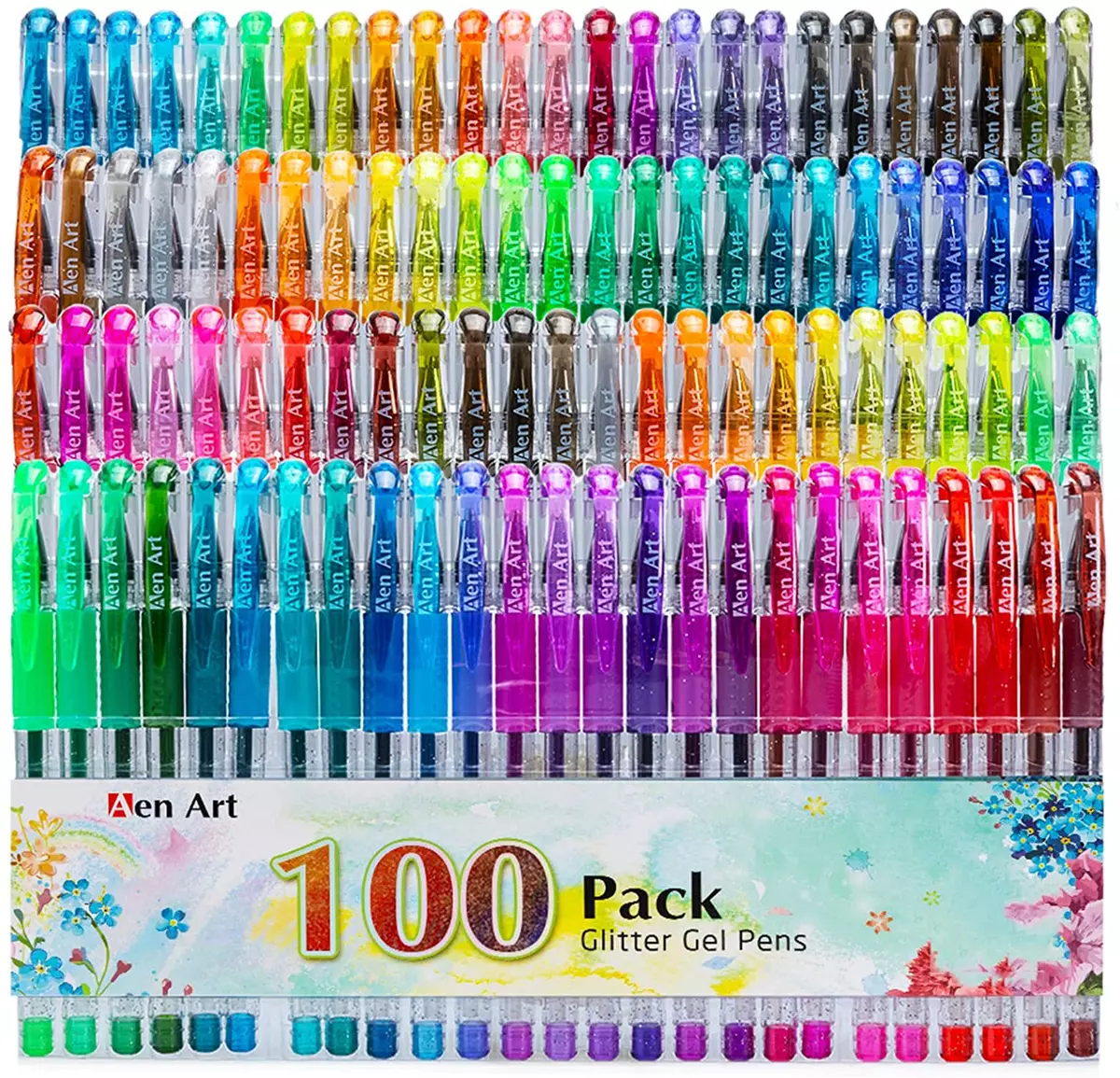 100 Color Glitter Gel Pen Set 30% More Ink Neon Glitter Coloring Pens Art  Marker