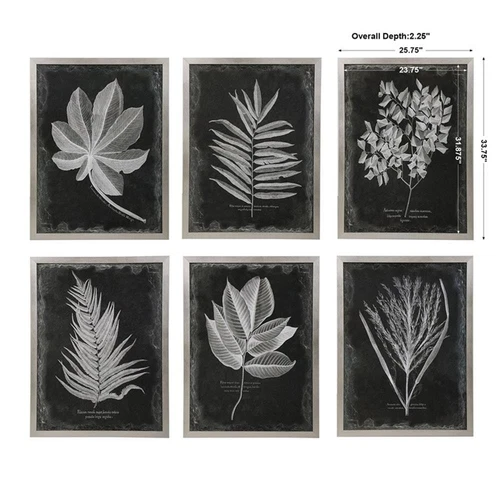 Uttermost Foliage Plastic Glass and Wood Framed Prints in Multi-Color (Set of 6) - Picture 9 of 9