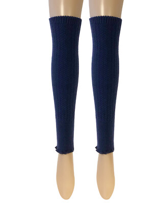 Wrapables Women's Ribbed Warm Knitted Leg Warmers, Navy