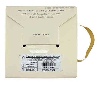 A New Day 14K Gold Plated Cubic Zirconia Ball Pave Trio Stud