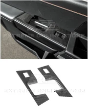 For 21-Up Ford F-150 Carbon Fiber Interior Rear Door Glass Lifting Panel Cover