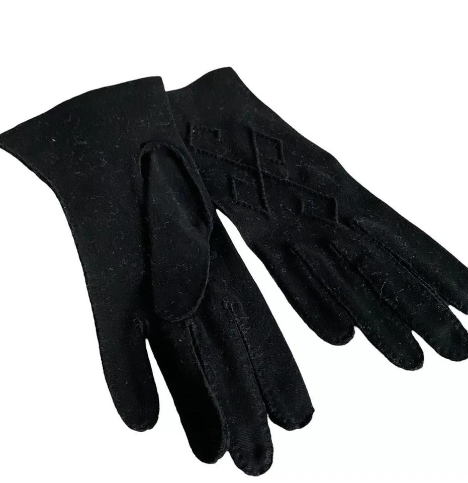 Guantes Elvette Dawnelle vintage para mujer 6 1/2 algodón EE. UU. negros años 50 Foto 3 de 4