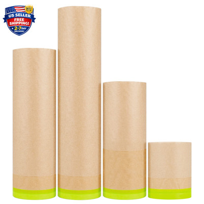 Masking Paper Automotive Paint Paper Roll with Tape Assorted Sizes Tape and D...