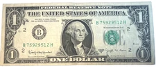 1963 B $1 BARR NOTE CIRCULATED B 75929512 H