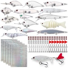 206Pcs Unpainted Fishing Lures Making Kit Lure Blanks Crankbaits Minnow Poppe...