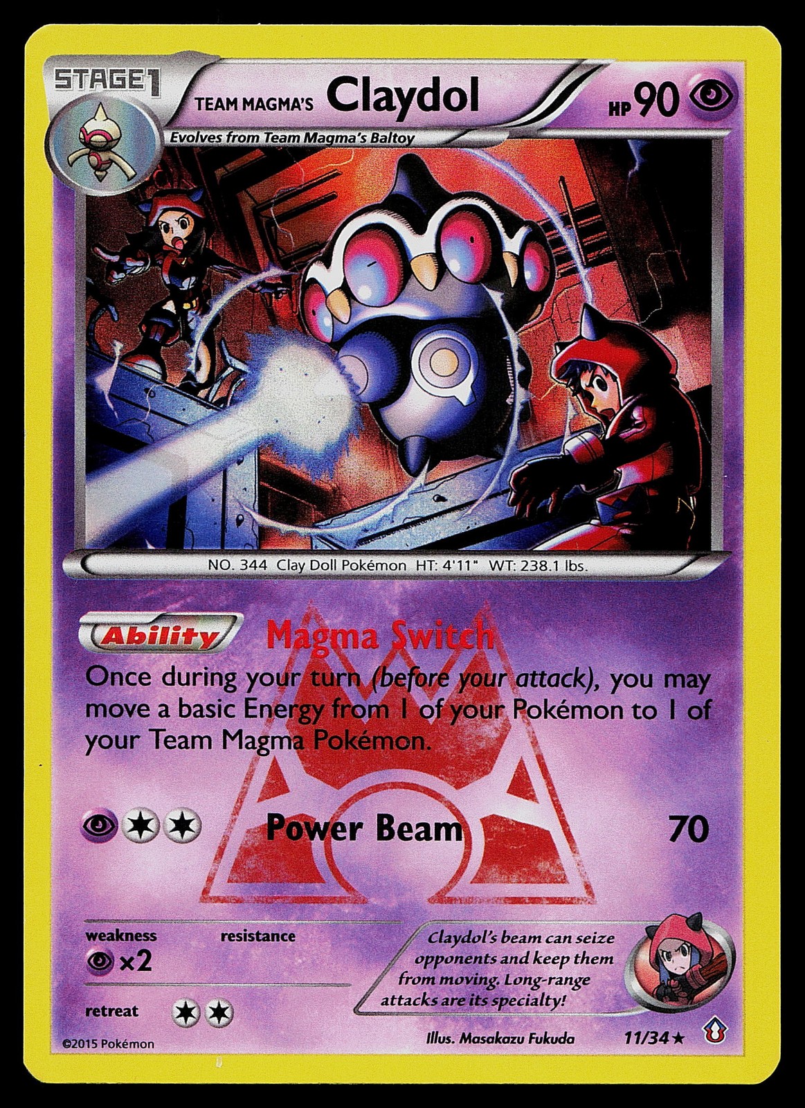 Pokemon Card - Team Magma's Claydol Double Crisis 11/34 Holo Rare Holo