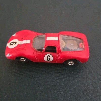 Vintage Aurora Dino Ferrari HO Red W/white stripe slot car T-jet - Running