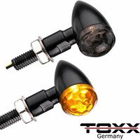 ToXx Chopper Miniblinker Schwarz Motorrad Blinker Rund Bullet EgeprüFt 12V