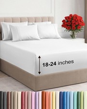 Extra Deep King Sheet Set 6 Piece Breathable and Cooling Sheets Hotel Luxur...
