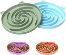 Slow Feeder Cat Bowl Easy to Clean Silicone Bowl Ideal Dry  Wet Food Green