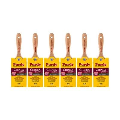 Genuine Purdy 6 Pack Chinex Elite Swan Flat 3'' Paint Brushes 144500930-6PK