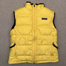 Patagonia Kids' Down Vest Large 12 Yellow Full Zip 550 Featherweight 68341