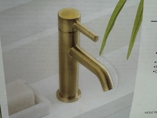 allen roth Harlow Brushed Gold Single hole 1-handle Bathroom Faucet w/Drain