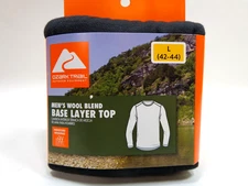Ozark Trail Men’s Wool Blend Base Layer Top Size L  Black Soot