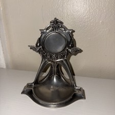 Vintage Achille Gamba Italy Pewter Pocket Watch Holder Birds & Flowers Design