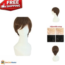 Men's Heat-Resistant Short Straight Wig in Natural Brown - Elegant Style Upgrade