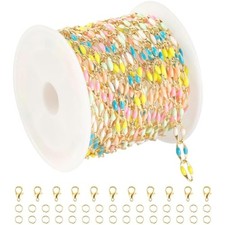 Mixed Color Enamel Cable Rolo Chains Bulk Oil Drip Rainbow Necklace Br