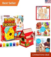 Build  Paint Your Own Wooden Bird House , DIY Birdhouse Making Kit, Includes...